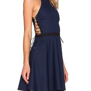 NBD x REVOLVE Fire Escape Dress (Navy, XS)